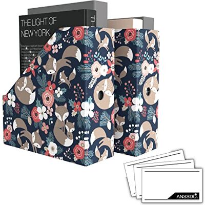 ANSSDO 6 Pack Cardboard Magazine Holder Premium Magazine File Holder Organizer, Large Volume Storage Box as Book Bins or Folder Holder for Desk Black Floral 12 Pieces Lable Included; Easy Assemble and Label; Large Volume Recycable Storage Box for Letter ANSSDO 6 Pack Cardboard Magazine Holder Premium Magazine File Holder Organizer, Large Volume Storage Box as Book Bins or Folder Holder for Desk Black Floral 12 Pieces Lable Included; Easy Assemble and Label; Large Volume Recycable Storage Box for Letter