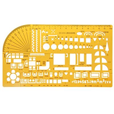 WuLi77 Drawing Stencils, Professional Universal Furniture Construction Architect Template Ruler 1:100 for Drawing Engineering Drafting Building School Office Supplies WuLi77 Drawing Stencils, Professional Universal Furniture Construction Architect Template Ruler 1:100 for Drawing Engineering Drafting Building School Office Supplies