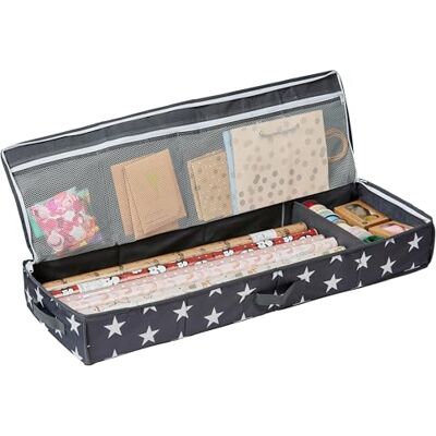 LOVE !T STORE !T LOVE IT STORE IT Bag for Wrapping Paper Storage, High-Quality Wrapping Paper Organiser, with Compartments for Gift Ribbons, Grey with Stars, 90 x 30 x 12 cm LOVE !T STORE !T LOVE IT STORE IT Bag for Wrapping Paper Storage, High-Quality Wrapping Paper Organiser, with Compartments for Gift Ribbons, Grey with Stars, 90 x 30 x 12 cm