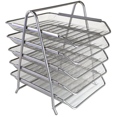 Osco 5-Tier Wire Mesh Letter Tray Desk Organiser, Steel Mesh Paper Filing Rack, A4 & Foolscap Document Sorter for Office & Home, Easy Assembly, Durable & Space-Saving, Silver Osco 5-Tier Wire Mesh Letter Tray Desk Organiser, Steel Mesh Paper Filing Rack, A4 & Foolscap Document Sorter for Office & Home, Easy Assembly, Durable & Space-Saving, Silver