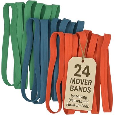 kitchentoolz 24 Pack Mover Bands Extra Large Rubber Bands for Moving Blankets and Furniture Variety of Sizes 26in, 30in & 42in 24 Moving Bands Total - kitchentoolz 24 Pack Mover Bands Extra Large Rubber Bands for Moving Blankets and Furniture Variety of Sizes 26in, 30in & 42in 24 Moving Bands Total -
