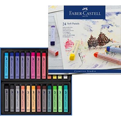 Faber Creative Studio Soft Pastels, Multicoloured, Cardboard Wallet of 24, Art, Craft, Drawing, Sketching, Home, School, University, Colouring Faber Creative Studio Soft Pastels, Multicoloured, Cardboard Wallet of 24, Art, Craft, Drawing, Sketching, Home, School, University, Colouring