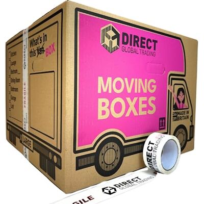 Direct Global Trading 10 Strong Extra Large Cardboard Storage Packing Moving House Boxes with Carry Handles and Room List 66 Metres Fragile Tape 52cm x 52cm x 40cm Direct Global Trading 10 Strong Extra Large Cardboard Storage Packing Moving House Boxes with Carry Handles and Room List 66 Metres Fragile Tape 52cm x 52cm x 40cm