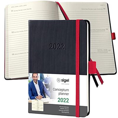 Sigel C2209 Conceptum Weekly Planner 2022-10,8 x 15,1 cm hardcover 176 Pages Black, red Sigel C2209 Conceptum Weekly Planner 2022-10,8 x 15,1 cm hardcover 176 Pages Black, red