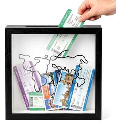 evergoods Adventure Archive Box, Adventure Archive Travel Memory Keepsake Life in a Box Frame with Non-Marking Nail for Travel Gifts Essentials,Keepsake Box for Tickets, Photos, Postca (Black M) evergoods Adventure Archive Box, Adventure Archive Travel Memory Keepsake Life in a Box Frame with Non-Marking Nail for Travel Gifts Essentials,Keepsake Box for Tickets, Photos, Postca (Black M)