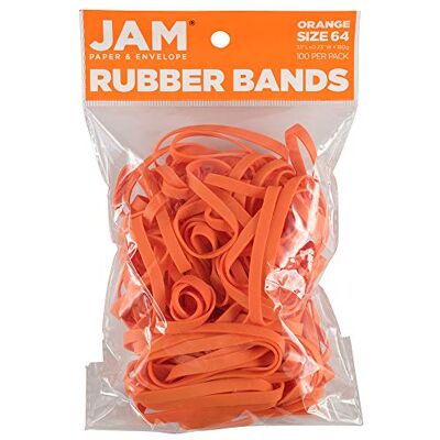 JAM Paper Durable Rubber Bands Size 64 Orange Multi-Purpose Rubberbands 100/Pack JAM Paper Durable Rubber Bands Size 64 Orange Multi-Purpose Rubberbands 100/Pack