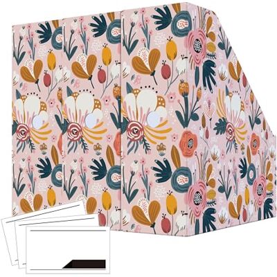 ANSSDO 6 Pack Cardboard Magazine Holder Premium Magazine File Organizer, Large Volume Storage Box as Book Bins or Folder Holder for Desk Pink Floral 12 Pieces Lable Included; Large Volume Recycable Cardboard Storage Box for Letter-sized Documents or Tex ANSSDO 6 Pack Cardboard Magazine Holder Premium Magazine File Organizer, Large Volume Storage Box as Book Bins or Folder Holder for Desk Pink Floral 12 Pieces Lable Included; Large Volume Recycable Cardboard Storage Box for Letter-sized Documents or Tex