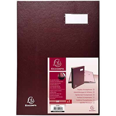 Exacompta Ref 24184E Direction Signature Book 240 x 320mm in Size, Suitable for Storing A4 Documents, Plastic Cover &,300gsm Interior, 18 Compartments Burgundy Exacompta Ref 24184E Direction Signature Book 240 x 320mm in Size, Suitable for Storing A4 Documents, Plastic Cover &,300gsm Interior, 18 Compartments Burgundy