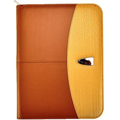 ARPAN Deluxe Professional A4 Organiser Portfolio Zipped Work Case Folder/Padded Conference File Folio with Built-in Calculator Note Pad & Business Card Holders Brown/Tan Gold ARPAN Deluxe Professional A4 Organiser Portfolio Zipped Work Case Folder/Padded Conference File Folio with Built-in Calculator Note Pad & Business Card Holders Brown/Tan Gold