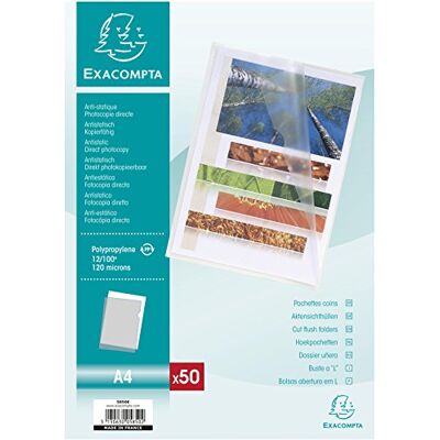 Exacompta Ref 5850E Grained PP Cut Flush Folder Suitable for A4 Documents, 0.1mm Polypropylene, Top-Right Opening, Cut Out For Easy Opening Clear (Bag of 50) Exacompta Ref 5850E Grained PP Cut Flush Folder Suitable for A4 Documents, 0.1mm Polypropylene, Top-Right Opening, Cut Out For Easy Opening Clear (Bag of 50)
