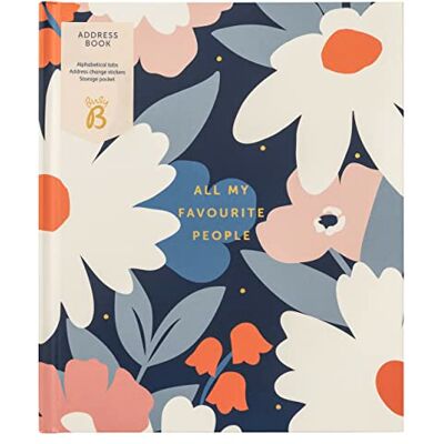 Busy B Large Address Book with Alphabetical tabs, Address Change Stickers & Pocket Navy Daisy Busy B Large Address Book with Alphabetical tabs, Address Change Stickers & Pocket Navy Daisy
