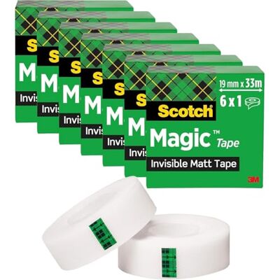 Scotch Magic Invisible Tape Value Pack 6 Rolls 19 mm x 33 m General Purpose Sticky Tape for Document Repair, Labelling & Sealing Scotch Magic Invisible Tape Value Pack 6 Rolls 19 mm x 33 m General Purpose Sticky Tape for Document Repair, Labelling & Sealing