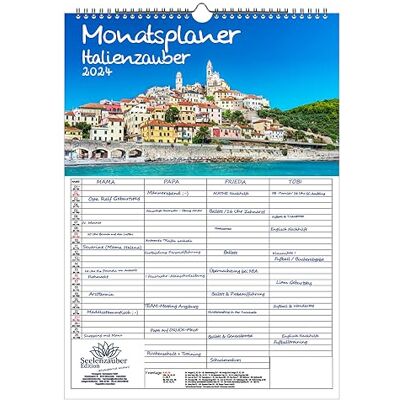 Seelenzauber Italian Magic Wall Planner Family Planner 4 Column Planner A3 Calendar for 2024 Rome Holiday Beach Sea Mediterranean Italy Seelenzauber Italian Magic Wall Planner Family Planner 4 Column Planner A3 Calendar for 2024 Rome Holiday Beach Sea Mediterranean Italy