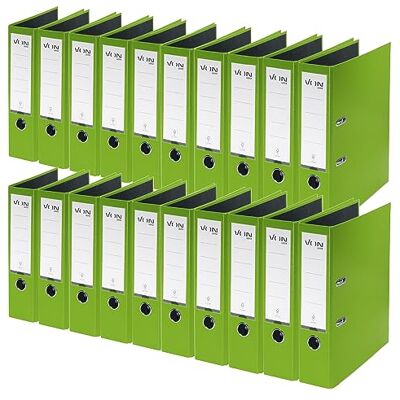Leitz VON A4 Folder, Pack of 20, Cardboard with Plastic Cover, 80 mm Spine Width, for 600 Sheets, Blue Angel & FSC Certified, for School, Study & Home, Green, 10550055 Leitz VON A4 Folder, Pack of 20, Cardboard with Plastic Cover, 80 mm Spine Width, for 600 Sheets, Blue Angel & FSC Certified, for School, Study & Home, Green, 10550055