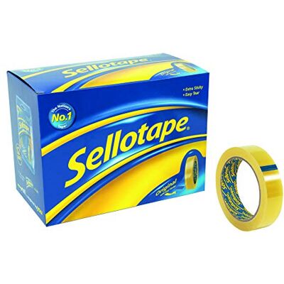 Sellotape Original Golden Tape, Extra Sticky & Easy Tear, Large, 24mm x 66m , Pack of 12 Sellotape Original Golden Tape, Extra Sticky & Easy Tear, Large, 24mm x 66m , Pack of 12