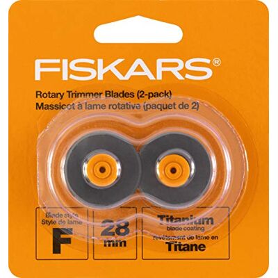 Fiskars 28mm Replacement Titanium Rotary Cutter Blades (2-Pack) Style F Compatible 28mm Rotary Paper Cutters Fiskars 28mm Replacement Titanium Rotary Cutter Blades (2-Pack) Style F Compatible 28mm Rotary Paper Cutters