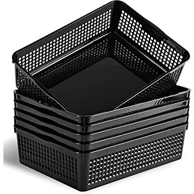 Eslite A4 Size Plastic Storage Basket,Desktop File Paper Letter Organizer Tray, 6-Packs (Black) Eslite A4 Size Plastic Storage Basket,Desktop File Paper Letter Organizer Tray, 6-Packs (Black)