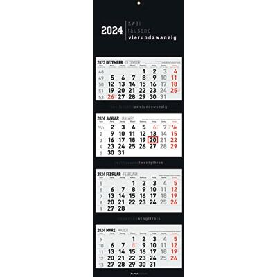 Alpha 4-Month Calendar Black 2024 Office Calendar 33 x 20 cm (Closed), 33 x 100 (Open) Foldable with Date Slider Alpha 4-Month Calendar Black 2024 Office Calendar 33 x 20 cm (Closed), 33 x 100 (Open) Foldable with Date Slider