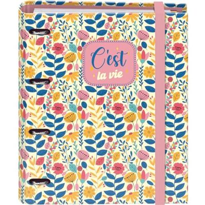 DOHE Binder with Refill 4-Ring Folder, A4 (28x32 cm), 100 Sheets 5x5 mm Grid Paper, 4 Colour Dividers, Extra Storage Pocket and Elastic Closure C'est La Vie DOHE Binder with Refill 4-Ring Folder, A4 (28x32 cm), 100 Sheets 5x5 mm Grid Paper, 4 Colour Dividers, Extra Storage Pocket and Elastic Closure C'est La Vie