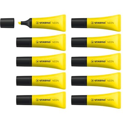STABILO NEON Highlighter Pack of 10 Yellow STABILO NEON Highlighter Pack of 10 Yellow