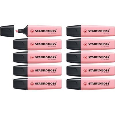 STABILO BOSS ORIGINAL Pastel Highlighter Pack of 10 Pink Blush STABILO BOSS ORIGINAL Pastel Highlighter Pack of 10 Pink Blush