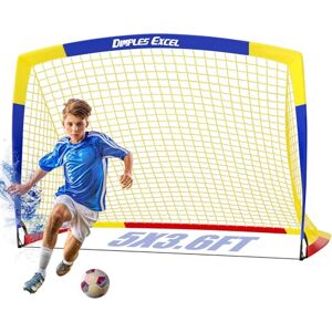Dimples Excel Pop-Up Football Goal – 5x3.6FT 1 Goal Blue & Yellow Portable & Foldable Garden Net Great Gift for Football Fans Dimples Excel Pop-Up Football Goal – 5x3.6FT 1 Goal Blue & Yellow Portable & Foldable Garden Net Great Gift for Football Fans