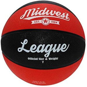 Midwest Fastener Midwest League Outdoor Recreational Rubber Basketball Ball Black/Red Size 7 Midwest Fastener Midwest League Outdoor Recreational Rubber Basketball Ball Black/Red Size 7