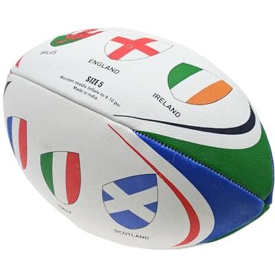 Gioco International Tournament Themed Rugby Ball Flag Design Durable Rubber All-Weather Play, Official Size 5 Gioco International Tournament Themed Rugby Ball Flag Design Durable Rubber All-Weather Play, Official Size 5