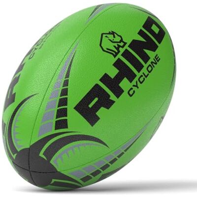 Rhino Cyclone Rugby Ball, Fluo Green, Size 3 Rhino Cyclone Rugby Ball, Fluo Green, Size 3