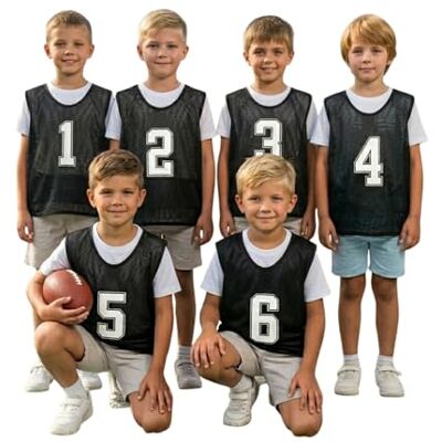 A2Z 4 Kids Training Bibs 6 Pack Numbered Sports Vests Team Practice Set Breathable Mesh Pinnies Football Rugby Hockey Cricket Matchwear A2Z 4 Kids Training Bibs 6 Pack Numbered Sports Vests Team Practice Set Breathable Mesh Pinnies Football Rugby Hockey Cricket Matchwear
