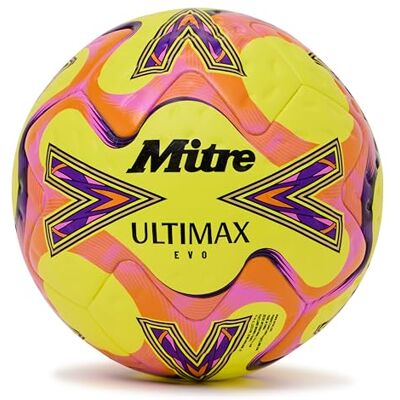 Mitre Unisex Adult Ultimax Evo 26 Football, Yellow/Orange/Purple, 5 Mitre Unisex Adult Ultimax Evo 26 Football, Yellow/Orange/Purple, 5
