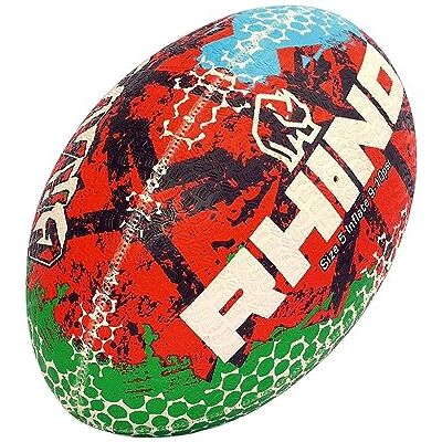 Rhino Graffiti Rugby Ball (Red Blue, 5) Rhino Graffiti Rugby Ball (Red Blue, 5)