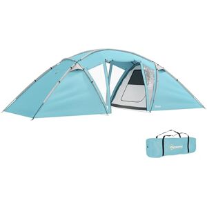 Outsunny 4-6 Man Family Camping Tent w/ 2 Bedrooms and a Living Room, Waterproof Tunnel Tent w/Sewn In Groundsheet, Doors, Windows, Carry Bag, Blue Outsunny 4-6 Man Family Camping Tent w/ 2 Bedrooms and a Living Room, Waterproof Tunnel Tent w/Sewn In Groundsheet, Doors, Windows, Carry Bag, Blue
