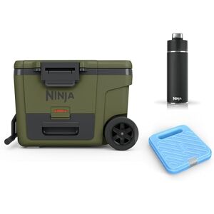 Ninja FrostVault Heavy-Duty Insulated Cool Box with Thirsti Bottle 530ml & Large Ice Pack, Wheeled Premium Cooler with Dry Zone Integrated Fridge-Temp Dry Storage Drawer, Olive, FB245AMZEUUKGN Ninja FrostVault Heavy-Duty Insulated Cool Box with Thirsti Bottle 530ml & Large Ice Pack, Wheeled Premium Cooler with Dry Zone Integrated Fridge-Temp Dry Storage Drawer, Olive, FB245AMZEUUKGN