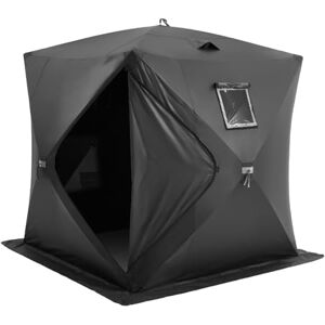 VEVOR Portable Ice Shelter, 3-4 Person Pop-Up Ice Fishing Tent, 35 Square Feet Fishable Area, Ice Shanty for Winter Fishing, Waterproof Oxford Ice Cube with Anchors/Ropes/Carrying Bag, 71"x71", Black VEVOR Portable Ice Shelter, 3-4 Person Pop-Up Ice Fishing Tent, 35 Square Feet Fishable Area, Ice Shanty for Winter Fishing, Waterproof Oxford Ice Cube with Anchors/Ropes/Carrying Bag, 71"x71", Black