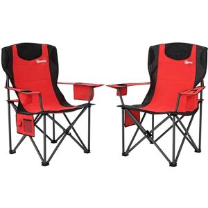 Outsunny Set of 2 Folding Camping Chairs, Padded Camping Chairs with Adjustable Armrests, Portable & Lightweight Folding Camp Chair with Cooler Bag, Cup Holder and Side Pockets, Red Outsunny Set of 2 Folding Camping Chairs, Padded Camping Chairs with Adjustable Armrests, Portable & Lightweight Folding Camp Chair with Cooler Bag, Cup Holder and Side Pockets, Red