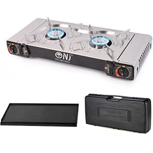 NJ The right choice NJ SG-2 Camping Gas Stove Double Burner Portable Butane Twin Cooker Outdoor Camp Kitchen Auto Ignition Stainless Steel Compact Plastic Carry Case Grill Plate NJ The right choice NJ SG-2 Camping Gas Stove Double Burner Portable Butane Twin Cooker Outdoor Camp Kitchen Auto Ignition Stainless Steel Compact Plastic Carry Case Grill Plate