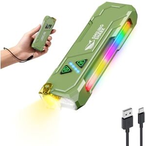 Smiling Shark ML01 Multifunctional Flashlight, Rechargeable LED Torch with Magnetic Base Main Side Light with RGB Compact Clip Design Long-Lasting USB Charging for Camping Hiking Emergency (Green) Smiling Shark ML01 Multifunctional Flashlight, Rechargeable LED Torch with Magnetic Base Main Side Light with RGB Compact Clip Design Long-Lasting USB Charging for Camping Hiking Emergency (Green)