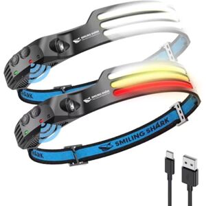 Smiling Shark LED Rechargeable Headlamp, 230°Wide Angle 2 Pack 3*White Light Lightweight HeadLamps Motion Sensor Waterproof Headlight for Camping Hiking Outdoor (Multicolor) Smiling Shark LED Rechargeable Headlamp, 230°Wide Angle 2 Pack 3*White Light Lightweight HeadLamps Motion Sensor Waterproof Headlight for Camping Hiking Outdoor (Multicolor)