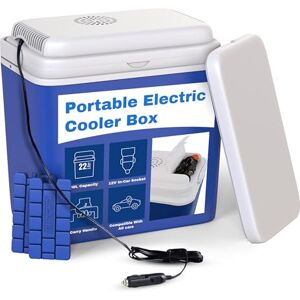 Vivo Technologies Electric Cool Box 22L – Large Portable Fridge Powered by 12V In-Car Socket – Ideal for Camping & Picnics – One Active Lid, One Passive Lid, Includes 2 Ice Packs Vivo Technologies Electric Cool Box 22L – Large Portable Fridge Powered by 12V In-Car Socket – Ideal for Camping & Picnics – One Active Lid, One Passive Lid, Includes 2 Ice Packs