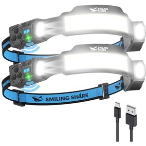 Smiling Shark TS-4 Headlamp, Dual Spotlight with 4X Floodlight & Strobe LED Head Torch Rechargeable 2400mAh Long-Lasting & Motion Sensor Hands-Free Design for Camping Hiking Running Jogging (2 Pack) Smiling Shark TS-4 Headlamp, Dual Spotlight with 4X Floodlight & Strobe LED Head Torch Rechargeable 2400mAh Long-Lasting & Motion Sensor Hands-Free Design for Camping Hiking Running Jogging (2 Pack)