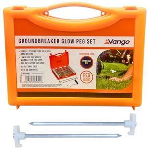 Vango Groundbreaker Heavy Duty Tent Pegs 20.5cm x 20 Pack Galvanised Steel Glow in the Dark Pegs for Outdoor and Camping with Storage Case and Peg Remover Vango Groundbreaker Heavy Duty Tent Pegs 20.5cm x 20 Pack Galvanised Steel Glow in the Dark Pegs for Outdoor and Camping with Storage Case and Peg Remover