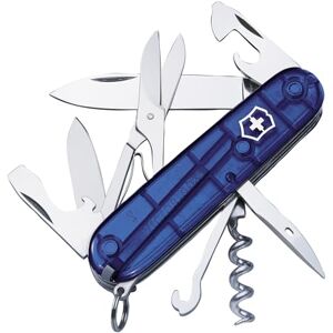 Victorinox Climber Swiss Army Knife, Medium, Multi Tool, 14 Functions, Blade, Bottle Opener, Blue Transparent Victorinox Climber Swiss Army Knife, Medium, Multi Tool, 14 Functions, Blade, Bottle Opener, Blue Transparent