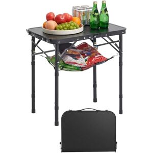 VEVOR Folding Camping Table, Adjustable Height Portable Side Tables, Aluminum MDF Beach Table with Mesh Layer, Carrying Handle, Lightweight Compact for Outdoor Picnic BBQ Cooking, 24x16in, Black VEVOR Folding Camping Table, Adjustable Height Portable Side Tables, Aluminum MDF Beach Table with Mesh Layer, Carrying Handle, Lightweight Compact for Outdoor Picnic BBQ Cooking, 24x16in, Black