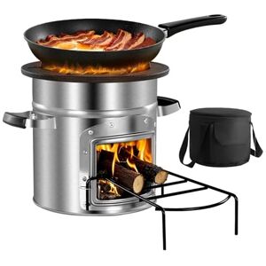 Succebuy Portable Wood Burning Camping Rocket Stove - Stainless Steel Succebuy Portable Wood Burning Camping Rocket Stove - Stainless Steel