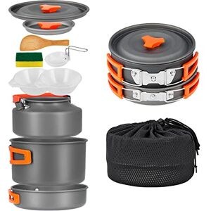 yETO Camping Cookware Set 10pcs Camping Pots and Pans Set Foldable Camping Mess Kit for 2-3 People Hard-Anodized Aluminum Backpacking Cookware Set for Outdoor Hiking Picnic, MediumGrey yETO Camping Cookware Set 10pcs Camping Pots and Pans Set Foldable Camping Mess Kit for 2-3 People Hard-Anodized Aluminum Backpacking Cookware Set for Outdoor Hiking Picnic, MediumGrey