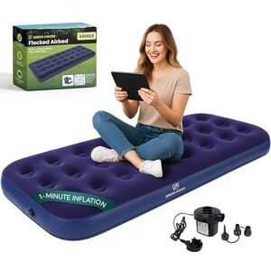 Green Haven Single Air Bed with Electric Pump – Quick Inflate Blow Up Mattress with Waterproof Flocked Top – Single Inflatable Bed for Camping, Guests & Sleepovers – Air Mattress with AC Pump Green Haven Single Air Bed with Electric Pump – Quick Inflate Blow Up Mattress with Waterproof Flocked Top – Single Inflatable Bed for Camping, Guests & Sleepovers – Air Mattress with AC Pump