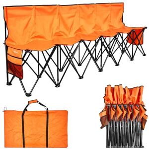 VEVOR Portable Folding Bench, 6 Seat Foldable Soccer Bench with Side Pockets and Carrying Bag, Lightweight Sideline Seating with Back Rest for Football, Baseball, Camping, Outdoor Events, Orange VEVOR Portable Folding Bench, 6 Seat Foldable Soccer Bench with Side Pockets and Carrying Bag, Lightweight Sideline Seating with Back Rest for Football, Baseball, Camping, Outdoor Events, Orange