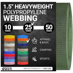 Strapworks Heavyweight Polypropylene Webbing Heavy Duty Poly Strapping for Outdoor DIY Gear Repair, 1.5 Inch x 25 Yards, Olive Drab Strapworks Heavyweight Polypropylene Webbing Heavy Duty Poly Strapping for Outdoor DIY Gear Repair, 1.5 Inch x 25 Yards, Olive Drab