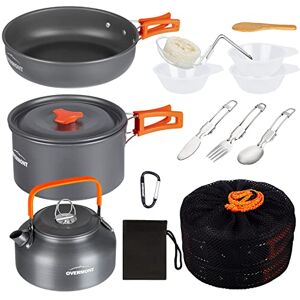 OVERMONT Camping Cookware Set Outdoor Cooking Kettle Mess Kit Pots Pans Ultralight Portable for Backpacking Hiking Picnic Fishing Mountaineering OVERMONT Camping Cookware Set Outdoor Cooking Kettle Mess Kit Pots Pans Ultralight Portable for Backpacking Hiking Picnic Fishing Mountaineering